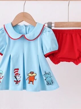 Honeydew USA Light Blue and Red Dr. Seuss Character Kids Matching Set